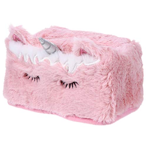 Papiertuchspender Rosa Plüsch Einhorn Taschentuchbox Halter rechteckig Serviette Taschentuchbehälter Behälter Gesichtstücherbox Abdeckung Pumppapier Etui Spender für Auto Serviettenhalter von DOITOOL