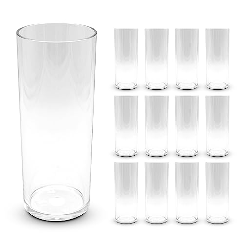 DOJA Barcelona | 30cl Longdrinkgläser | Pack 12 | Harte transparentKunststoffbecher | 154x63x2mm | Polycarbonat Trinkgläser | Wiederverwendbare Hartplastikbecher | für Most, Cocktail, Gin Tonic von DOJA Barcelona
