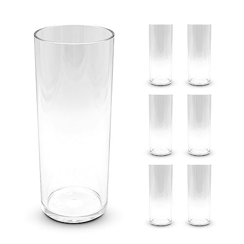 DOJA Barcelona | 30cl Longdrinkgläser | Pack 6 | Harte transparentKunststoffbecher | 154x63x2mm | Polycarbonat Trinkgläser | Wiederverwendbare Hartplastikbecher | für Most, Cocktail, Gin Tonic von DOJA Barcelona