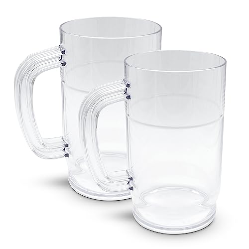 DOJA Barcelona | Bierkrug aus Kunststoff | 1 L | 2er Pack | Bierkrüge Polycarbonat | Wiederverwendbare Hartplastik-Biergläser | Kunststoff-Bierglas, Maßkrug für Bier, Bierbecher, Plastikbecher von DOJA Barcelona