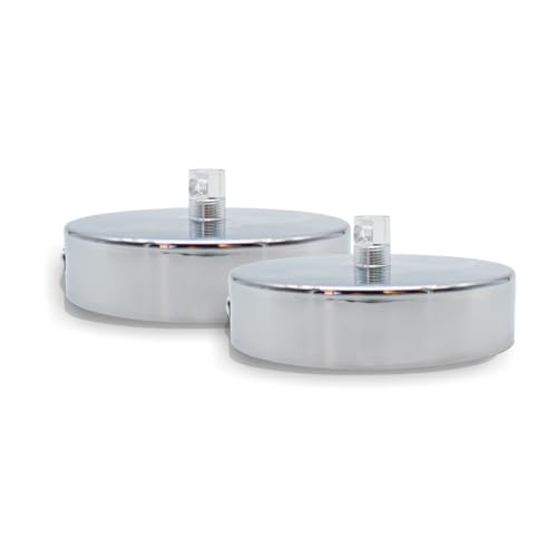 DOJA Barcelona | Deckenlampen Baldachin | Silber | 2 Stück Packung | Lampenbaldachin 100x25mm | Deckenrosette | Metall Deckenbaldachin | Deckenlampen Zubehör, Schlafzimmerdekoration, Kabelabdeckung von DOJA Barcelona