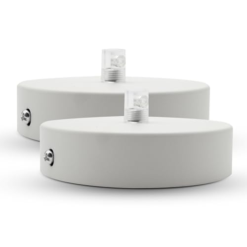 DOJA Barcelona | Deckenlampen Baldachin | Weiß | 2 Stück Packung | Lampenbaldachin 100x25mm | Deckenrosette | Metall Deckenbaldachin | Deckenlampen Zubehör, Schlafzimmerdekoration, Kabelabdeckung von DOJA Barcelona