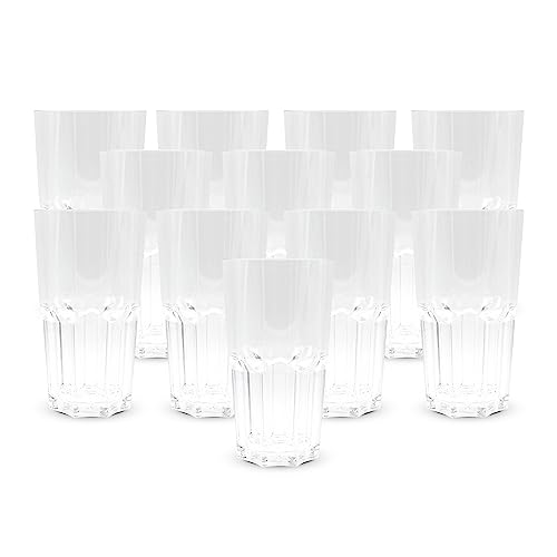 DOJA Barcelona | Hartplastikbecher | 50cl | 12er-Pack | transparentBecher | 154x87x1,8mm | Harte transparentPolycarbonat-Kunststoffbecher | Wiederverwendbare Trinkgläser | für Wasser, Cocktail... von DOJA Barcelona