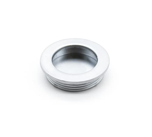 DOJA Barcelona | Einlassgriff Silber Rund | Ø 40.5x10 mm | Packung 4 | Muschelgriff | Versteckter Muldengriff für Möbeln, Schiebetür, Schranktüren, Schubladen, Schuhablage, Fenster von DOJA Barcelona