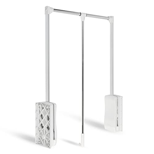 DOJA Barcelona | Klappbarer Kleiderlift | 645-910mm | Weiss | Garderobenlift für Garderobe, Schrank, Ankleidezimmer | Wardrobe lift | Garderobenstange für Mäntel, Kleider... von DOJA Barcelona