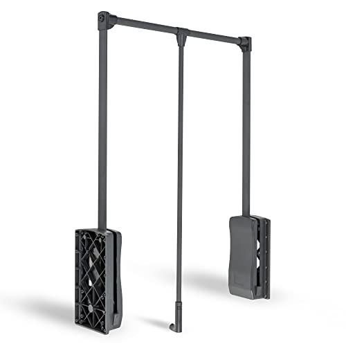 DOJA Barcelona | Klappbarer Kleiderlift | 875-1200mm | Schwarz | Garderobenlift für Garderobe, Schrank, Ankleidezimmer | Wardrobe lift | Garderobenstange für Mäntel, Kleider... von DOJA Barcelona