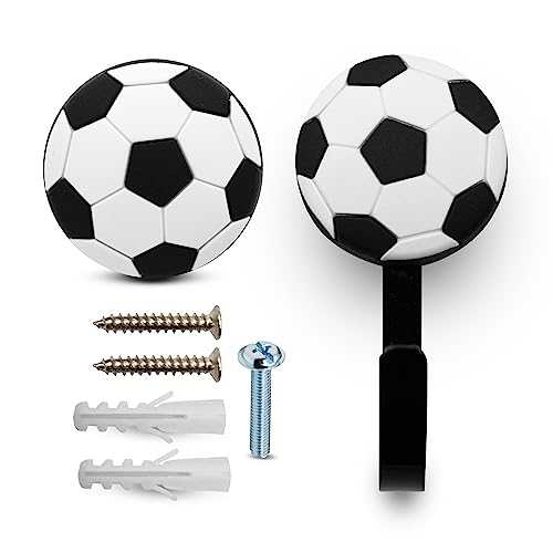 DOJA Barcelona | Möbelknöpfe Kinder + Kinderkleiderbügel | 8 Schrankknöpfe Kinder Fussball und 8 Kinder-Wandhaken Fussball | Aus Gummi und Zink-Aluminium | Kleiderhaken und Schubladenknöpfe DOJA Barcelona | Möbelknöpfe Kinder + Kinderkleiderbügel | 8 Schrankknöpfe Kinder Fussball und 8 Kinder-Wandhaken Fussball | Aus Gummi und Zink-Aluminium | Kleiderhaken und Schubladenknöpfe von DOJA Barcelona