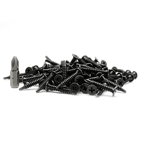 DOJA Barcelona | Phillips Bohrschraube mit PH2 Bohrspitze | Schneidschrauben | Blechschraube | Flachkopf | 4,2 x 14 | Packung 100 | Schwarz | Selbstbohrende Schraube für Metall, Kreuzschlitzschrauben von DOJA Barcelona