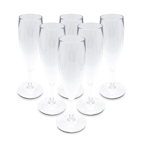 DOJA Barcelona | Plastik Champagnergläser | 60 ml | 6er Pack | Flöten Gläser | 195x68x2 mm | Transparentes Polycarbonat Plastik | Wiederverwendbare Hartplastik Gläser | für Hochzeit, Champagner von DOJA Barcelona