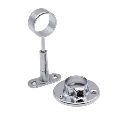 DOJA Barcelona | Rund Wandhalterung+Deckenmontage | Haken für Kleiderstange Schrank Ø25mm | Pack 4+4 | Decken-Montage+Wandhalterung Garderobenstange | Kleiderstange Decke Halterung | Schrankrohr von DOJA Barcelona