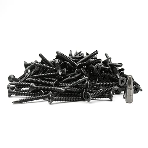 DOJA Barcelona | Selbstbohrende Schrauben mit PH2-25 Spitze | 100 Senkkopfschrauben | Ø4,8x25mm DIN-7504P | Schwarz verzinkter Stahl | Selbstschneidende Schrauben, Bohrschrauben für Metall... von DOJA Barcelona