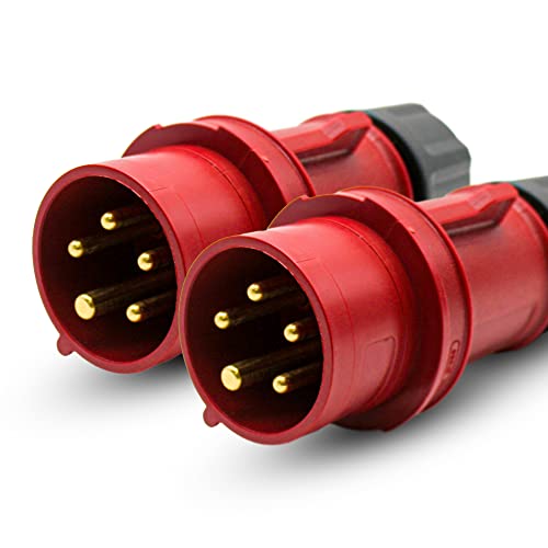 DOJA Industrial | Cee Stecker 380V-IP44 | 32A 3P+N+E (5-polig) | 2 Pack | Dreiphasiger 5-Poliger Stecker | Schuko Kupplung | Strom Campingstecker-Cee Adapter | Wohnmobil/Wohnwagen Camping Zubehör von DOJA Barcelona