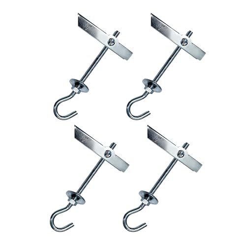 DOJA Industrial | Haken Kippdübel M6 | PACK 4 | Haken Federklappdübel | Hohlraumdübel Set-Deckenhaken Befestigung für Hohlraum oder Rigips Platten | Federklapp Hakendübel/Schraubhaken mit Dübel von DOJA Barcelona