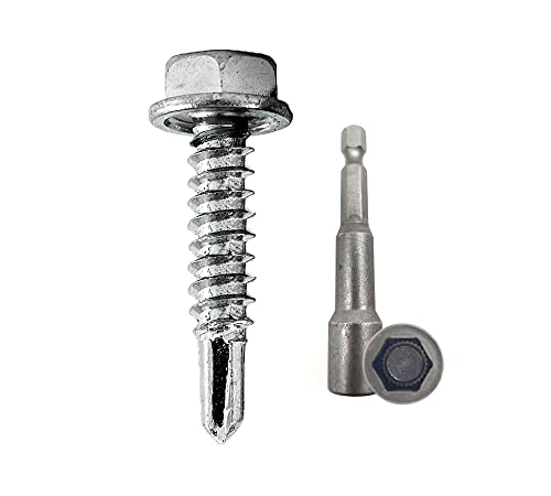DOJA Industrial | Sechskant Bohrschrauben 5,5x22 + Magnet-Bohrbuchse Innensechskant M8 | PACK 100 Selbstschneidende Schrauben+1 Sechskant Bit Steckschlusselsatz | Blechschrauben ohne Dichtscheibe von DOJA Barcelona