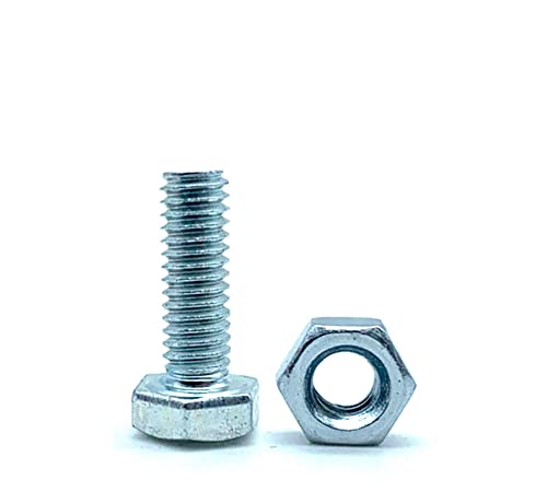 DOJA Barcelona | Schrauben mit Muttern | 50 Sechskantschrauben mit 50 Muttern | M5x20mm | aus verzinktem Stahl | Schrauben und Muttern, Gewindeschrauben und Muttern, Bolzen mit Mutter, Sechskantköpfe von DOJA Barcelona