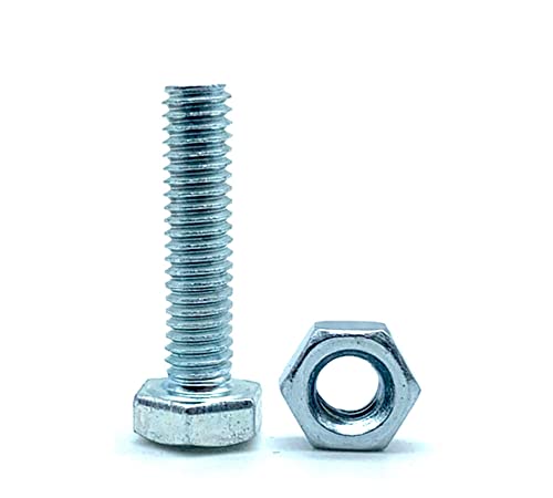 DOJA Barcelona | Schrauben mit Muttern | 40 Sechskantschrauben mit 40 Muttern | M6x60mm | aus verzinktem Stahl | Schrauben und Muttern, Gewindeschrauben und Muttern, Bolzen mit Mutter, Sechskantköpfe von DOJA Barcelona