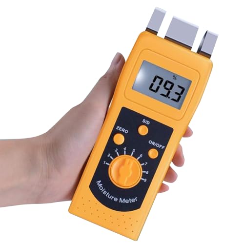 DOJBK Papierfeuchtemessgerät-Tester, Papierkarton-Feuchtemessgerät, professionelles Textilfeuchtemessgerät, mit Metallsensoren, 50 mm Scantiefe, LCD-Bildschirm, für Wellpappe von DOJBK