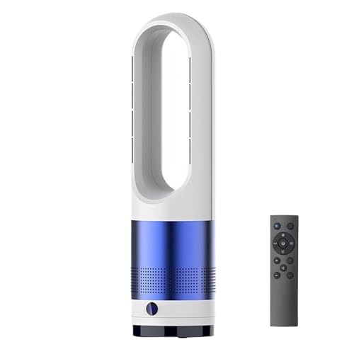 60 cm flügellose Heizung und Ventilator, Standventilator mit Fernbedienung, 8 Geschwindigkeitsstufen, 80°-Oszillation, LED-Display, superleise, für das Homeoffice(Blue) von DOJOEUU