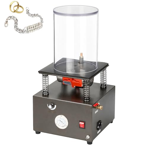 DOJOEUU Gips-Vakuumgussmaschine, Vibrationsblasenentfernung mit Manometer, stufenlose Geschwindigkeitsregelung, manuelles Überdruckventil, für die Verarbeitung von Gold- und Silberschmuckgussformen von DOJOEUU