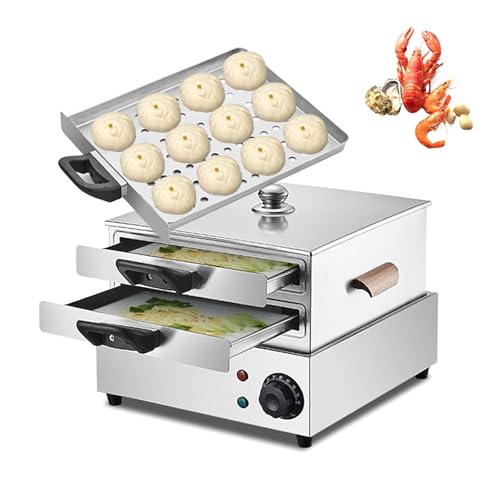 Kommerzieller Reisnudelrollen-Maker, Reisnudelrollen-Dampfgarer mit 3 Dampfeinschüben, abnehmbarem Deckel, 60-Minuten-Zeit, 2-stufiger chinesischer Kocher zum Zubereiten von DOJOEUU