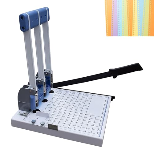Manueller 3-Loch-Papierlocher, Hochleistungslocher mit Papierschneider, Lochstärke: 15 mm, Lochabstand: 83 mm, verstellbare Ränder, für Zuhause, Schule oder Büro(4mm) von DOJOEUU