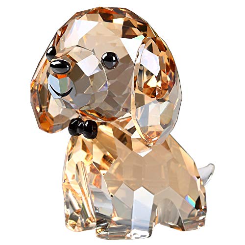 DOJOZ Crystal Dog Puppy Cute Valentines Day Sweet Gifts Figurine Collection Animal Collectible Ornament Lovely (Gold) von DOJOZ