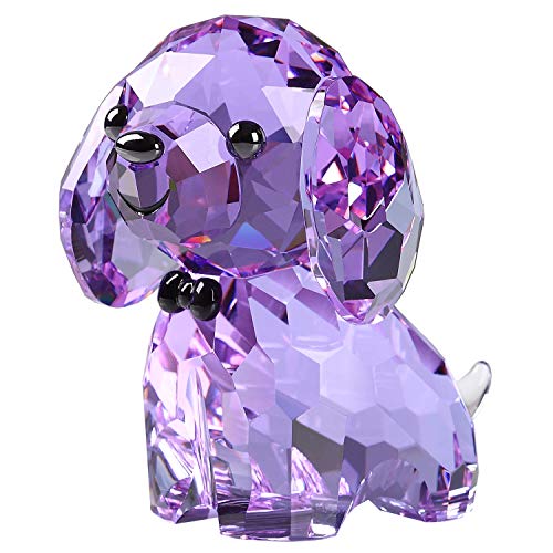 DOJOZ Kristallwelpe niedlicher Hund, schöne Schreibtischstatue, kleine Ornamente, Heimdekoration (lila) von DOJOZ