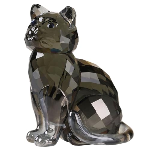 Kristallkatze realistische Tierkätzchen-Kunstfigur-Sammlung Tischdekoration Statue Heimdekoration (schwarz) von DOJOZ