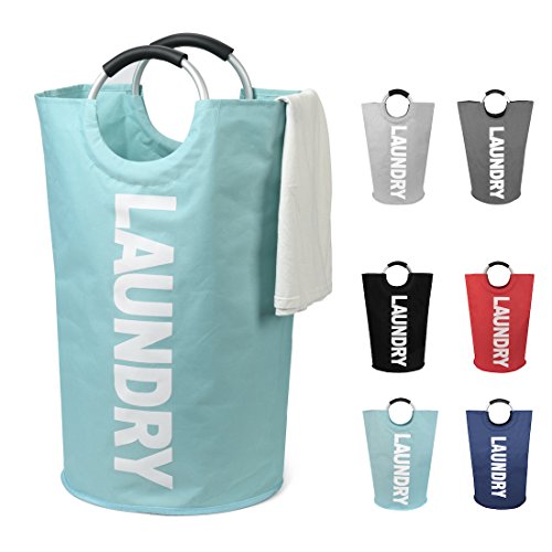 DOKEHOM 125L Großen Faltbare Wäschekörbe (7 Farben), Zusammenklappbaren Wäschesäcke, Kleider Tasche (Hellblau, XL) EINWEG von DOKEHOM