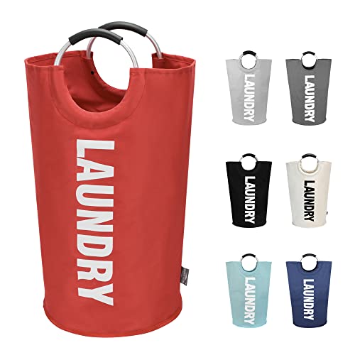 DOKEHOM 125L Großen Faltbare Wäschekörbe (7 Farben), Zusammenklappbaren Wäschesäcke, Kleider Tasche (Rot, XL) EINWEG von DOKEHOM