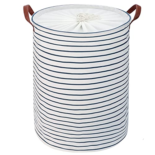 DOKEHOM 24-Inches Verdickte Faltbare Runde Lagerung Wäschekörbe, Baumwolle (Blau, XL) EINWEG von DOKEHOM