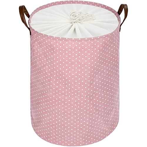 DOKEHOM 24-Inches Verdickte Faltbare Runde Lagerung Wäschekörbe, Baumwolle (Rosa, XL) EINWEG von DOKEHOM