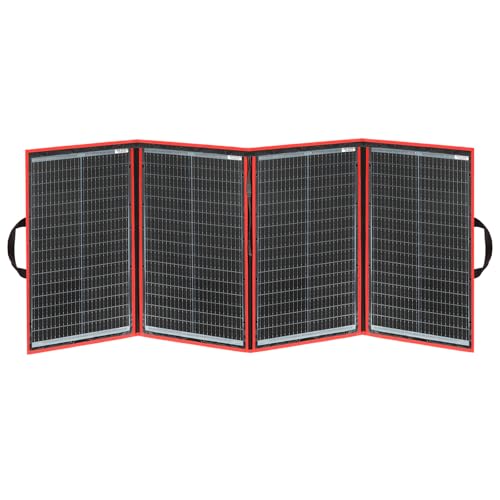 DOKIO Solarpanel Faltbar 200W 18V Kit Monokristalline mit Solar Ladegerät (LCD Anzeige + 2 USB Ausgang) und Kabel Für 12V Kfz Batterie, AGM, GEL, Säurebatterie, Generatoren plug and play von DOKIO