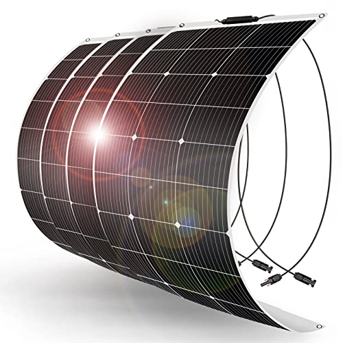 DOKIO 400W Solarpanel Flexibel 4 x 100W 18V Solarmodul Monokristallin Für 12V Kfz Batterie, AGM, Gelbatterie ideal für Wohnmobil, Camping, Gartenhaus von DOKIO
