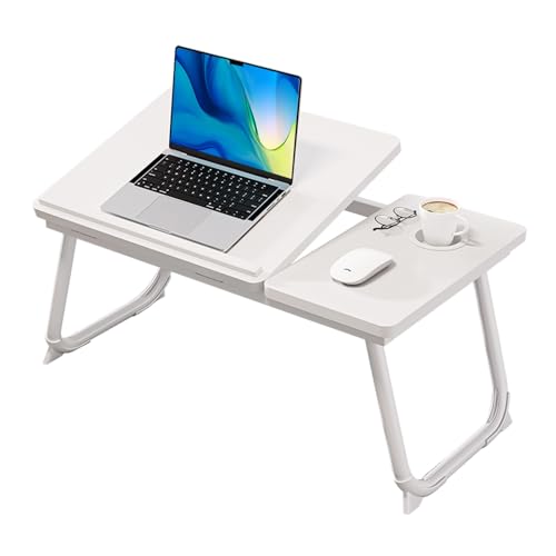 Dokkome Laptoptisch Bett Klappbar Laptop Betttisch Notebooktisch Bed Table Esstablett Bed Tray FrüHstüCk im Bett Klapptisch Betttablett Lapdesk (Weiß) von DOKKOME