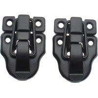 Dolaso - 2er-Pack Entenschnabel-Kippriegel im Retro-Stil für Schmuckschatullen, Schränke, Werkzeugkästen, Koffer mit Befestigungsschrauben (schwarz) von DOLASO