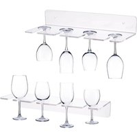 Dolaso - 2er-Pack an der Wand montierte Weinglashalter aus Acryl, transparentes Weinglas-Präsentationsregal, an der Wand montiertes Champagnerregal, Dolaso - 2er-Pack an der Wand montierte Weinglashalter aus Acryl, transparentes Weinglas-Präsentationsregal, an der Wand montiertes Champagnerregal, von DOLASO