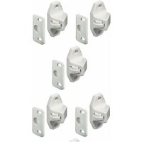 5x universeller weißer Rollriegel mit einschraubbarem Gegenstück, Riegel für Möbel, Türen, Schränke, Küche, Badezimmer von DOLASO