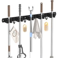 Dolaso - Besenhalter Wandmontierter Mopphalter mit Haken mit 5 Schlitzen und 4 Haken Dolaso - Besenhalter Wandmontierter Mopphalter mit Haken mit 5 Schlitzen und 4 Haken von DOLASO