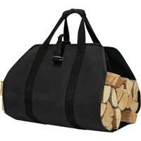 Dolaso - Brennholz-Tragetasche, Segeltuch-Holztasche, wasserabweisende Tragetasche, faltbares Kaminzubehör, ideal für Öfen, Camping, Strand (schwarz) von DOLASO