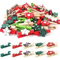 DOLASO Weihnachts-Wäscheklammern aus Holz, 100 Stück Weihnachts-Fotoklammern aus Holz, Mini-Clips für Weihnachtsfotos, Holzklammern für von DOLASO