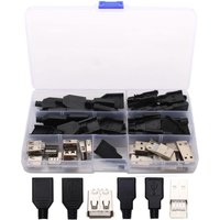 Dolaso - 20 Stück Löt-USB-Typ-A-Stecker, usb 2.0-Typ-A-Stecker, USB-4-Pin-Buchse mit Kunststoffabdeckung zum Selbermachen – Schwarz + Silber Dolaso - 20 Stück Löt-USB-Typ-A-Stecker, usb 2.0-Typ-A-Stecker, USB-4-Pin-Buchse mit Kunststoffabdeckung zum Selbermachen – Schwarz + Silber von DOLASO