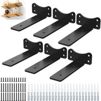 Dolaso - 6er-Set Wandregal, Wandregalhalterung, 90 Grad gerade Winkelhalterungen, schwarze Industrie-Regalhalterung, robuste Halterung, Tragkraft 70 von DOLASO