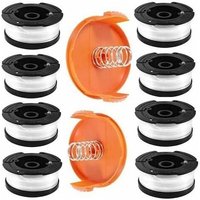 Spule Fadenschneider für Black und Decker Rasentrimmer, 8 Spulen Freischneiderfaden mit 2 Spulenabdeckungen und 2 Federn, Spulen A6481 A6485, von DOLASO