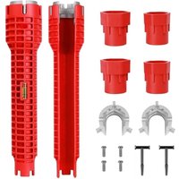 Wasserhahnschlüssel-Werkzeug, 2 Stück, 8-in-1, multifunktionaler, rutschfester Wasserhahn- und Waschbecken-Installer, Sanitär-Rohrschlüssel-Werkzeug Wasserhahnschlüssel-Werkzeug, 2 Stück, 8-in-1, multifunktionaler, rutschfester Wasserhahn- und Waschbecken-Installer, Sanitär-Rohrschlüssel-Werkzeug von DOLASO