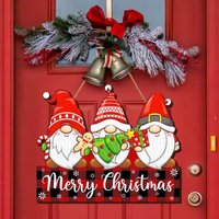 Holzzwergschild „Merry Christmas“ für die Haustür, 30,5 cm, rustikales Willkommensschild aus Holz, Verandaschild, Weihnachtszwerg-Türhänger für Holzzwergschild „Merry Christmas“ für die Haustür, 30,5 cm, rustikales Willkommensschild aus Holz, Verandaschild, Weihnachtszwerg-Türhänger für von DOLASO