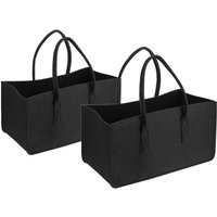 Set mit 2 schwarzen Filztaschen für Lebensmittel, Kaminholz, Zeitungskorb (schwarz) von DOLASO