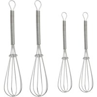 Dolaso - Set mit 4 Mini-Eierschlägern aus Edelstahl für die Küche, 2 große und 2 kleine, Handmixer für Eier, Saucen, Schneebesen (Silber) von DOLASO