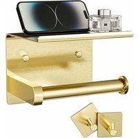 Toilettenpapierhalter mit Telefonablage + Bademantelhaken, zum Kleben oder Schrauben, wandmontierte Toilettenpapierrollenaufbewahrung, Toilettenpapierhalter mit Telefonablage + Bademantelhaken, zum Kleben oder Schrauben, wandmontierte Toilettenpapierrollenaufbewahrung, von DOLASO