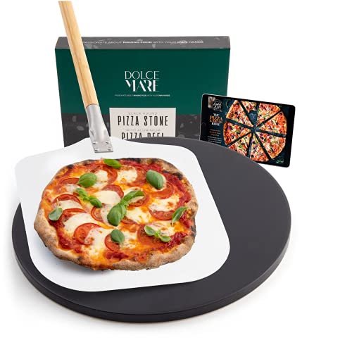 DOLCE MARE Pizzastein schwarz & rund Inkl. Aluminium-Pizzaschieber - Pizza Stein aus hochwertigem Cordierit für Backofen & Grill - Backstein für Pizza wie beim Italiener - auch als Brotbackstein DOLCE MARE Pizzastein schwarz & rund Inkl. Aluminium-Pizzaschieber - Pizza Stein aus hochwertigem Cordierit für Backofen & Grill - Backstein für Pizza wie beim Italiener - auch als Brotbackstein von DOLCE MARE